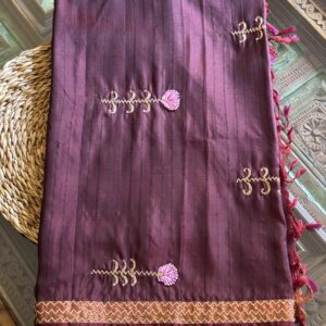coffee brown soft silk saree with self stripes by Tari by Gayatri