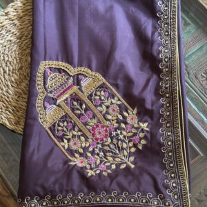 coffee brown pure silk saree with hand-crafted zari border